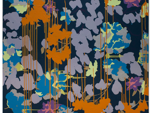Mary Fernety: "Peonies And Drips" (2020), Acryl auf Leinwand, 120x120cm